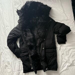 Jordan Craig Black Puffer Jacket with Faux Fur Trim